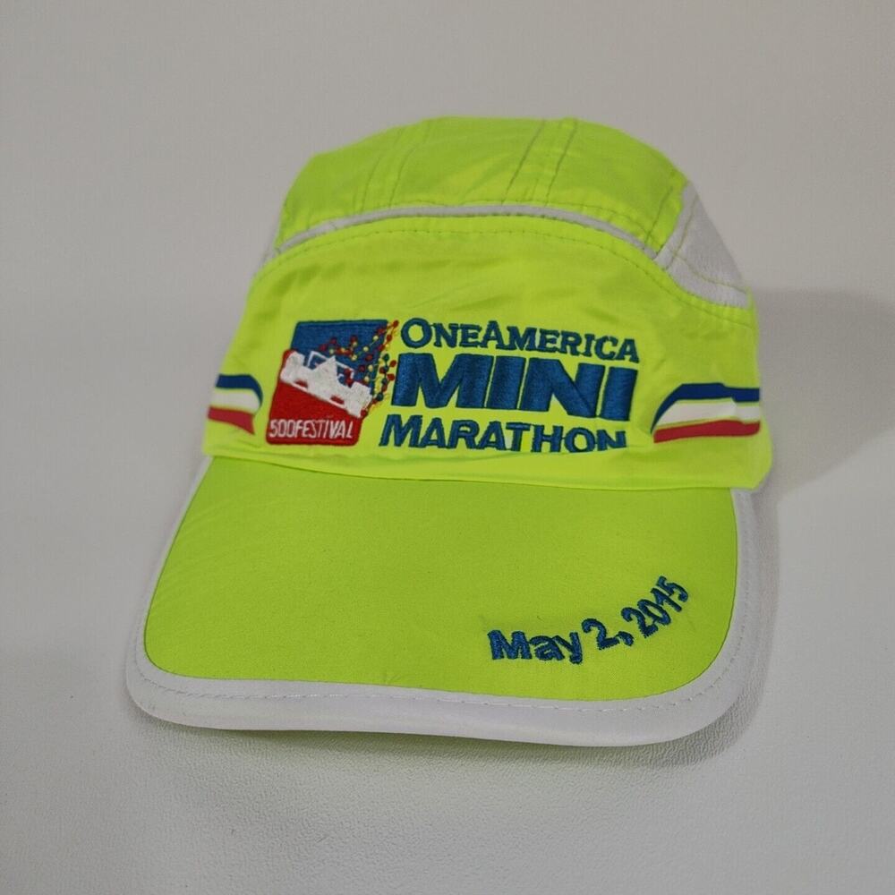 2015 One America Mini Marathon‎ Running Hat Cap Strap Back Neon Yellow Indy 500